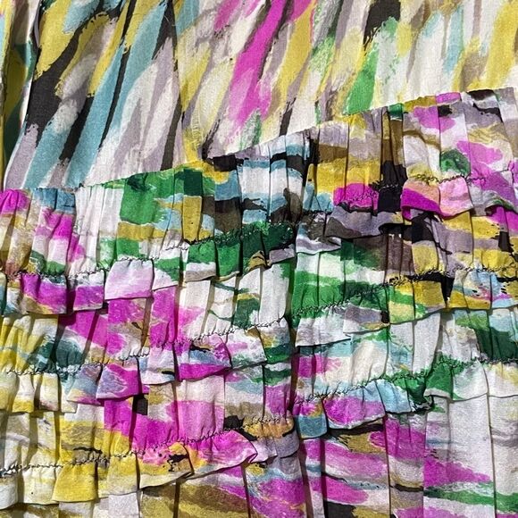 ANTHROPOLOGIE Leifsdottir Rainbow Confetti Silk Ruffle Dress 2 4 XS S RARE HTF! - Picture 10 of 16